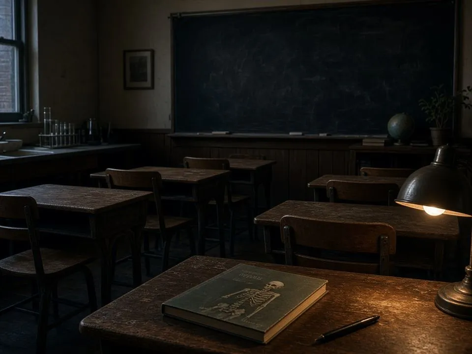 A quiet classroom after hours