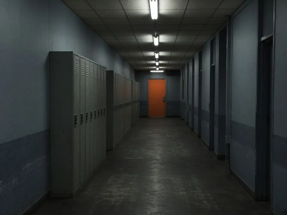 A long institutional corridor